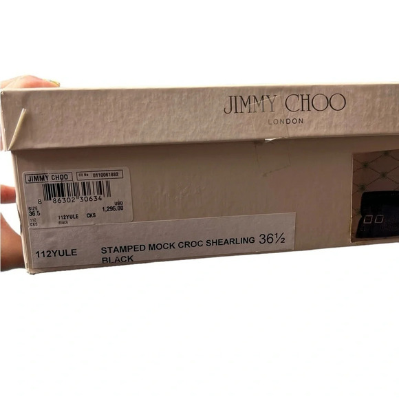 JIMMY CHOO Womens Boots Stamped Mock Croc Shearling Size 36.5 Buckled $1,295 - Picture 9 of 16